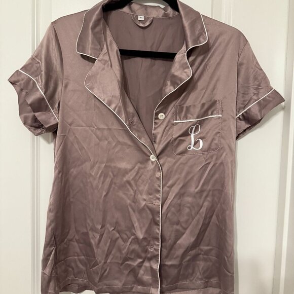 Silky "L" Monogram Pajama Set Dusty Pink - Size Small - Picture 5 of 10